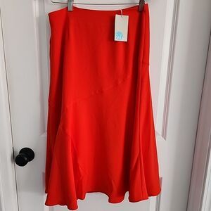 Boden Alina Midi Skirt Poppy Red A Line Womens Size UK12 US 8 Lined Flippy NWT